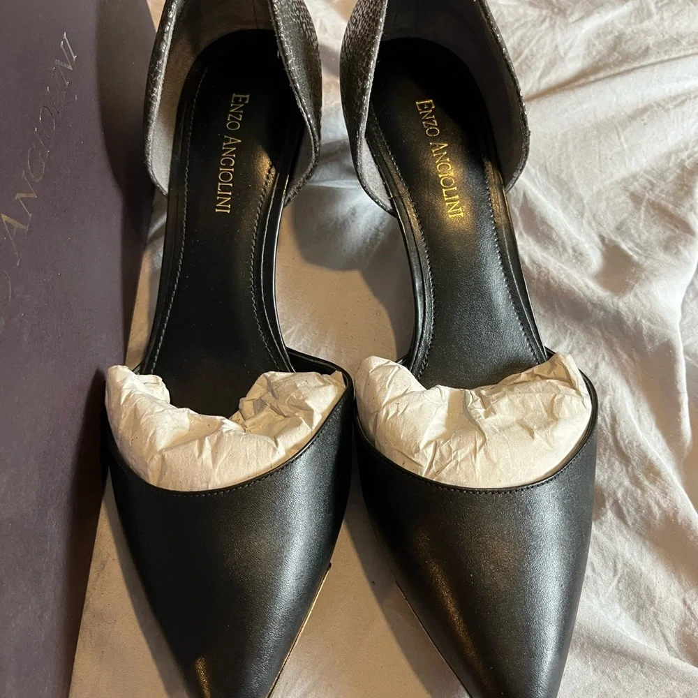 Enzo Angiolini Black Women's Shoes Kitten Heel - Picture 2 of 7